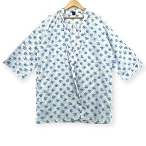 -J Crew Womens Blue Floral Robe NWT L